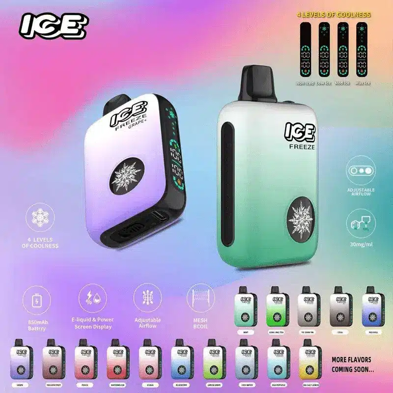 ICE FREEZE 10000口拋棄式電子煙|四段冰感可調、LED彩屏顯示